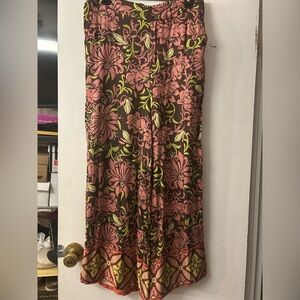 White House Black Market Pink and Brown Floral Wide Leg Pants
